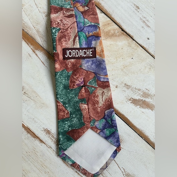 JORDACHE retro abstract artsy necktie 80s men’s tie EUC floral vintage formal - Picture 9 of 12